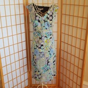 Evan Picone Green Blue Paisley Dress